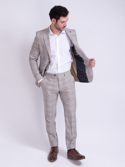 Soft Prince of Wales Check Blazer - Beige