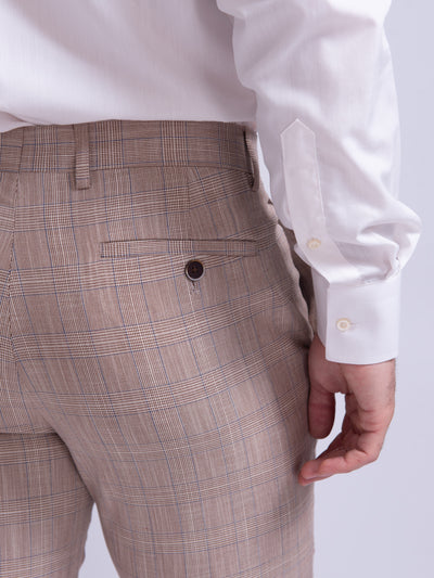 Men's Tan Check Trousers