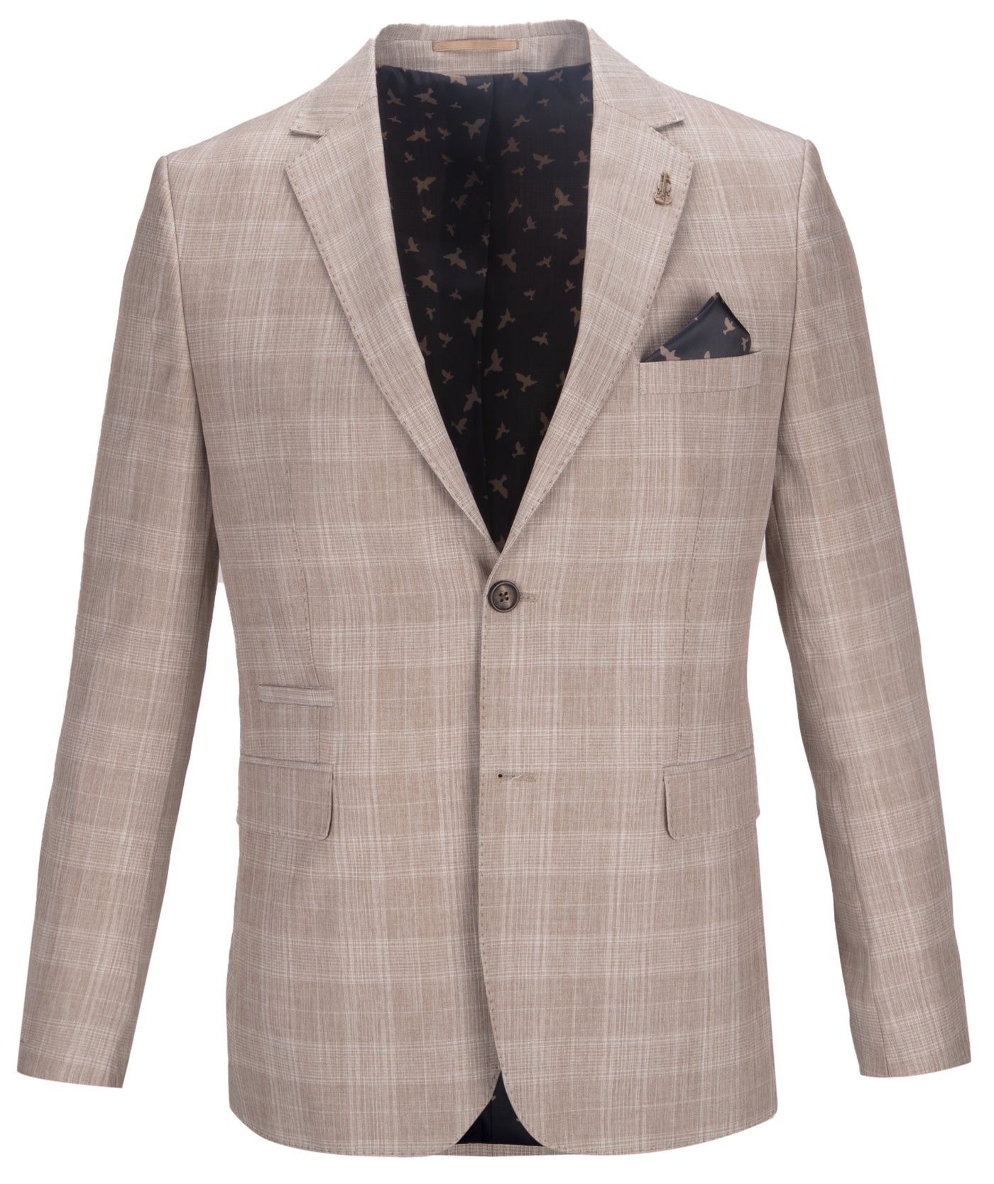 Carlo - Beige Prince of Wales Check Blazer