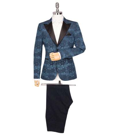 Men's Teal Jacket with Modern Floral Design