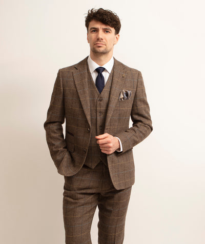 Sergio -  Tweed Check Brown Blazer