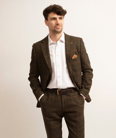 Sergio - Tweed Check Olive Blazer