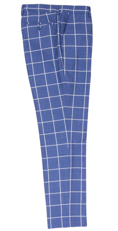 Check Grid Trousers - Blue