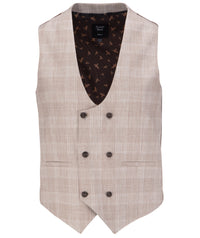 Soft Prince of Wales Check Waistcoat - Beige